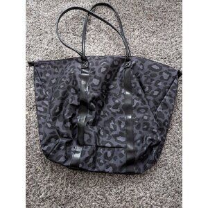 Large Black Leopard Print Tote Bag Bath & Body Works With Zipper Closure